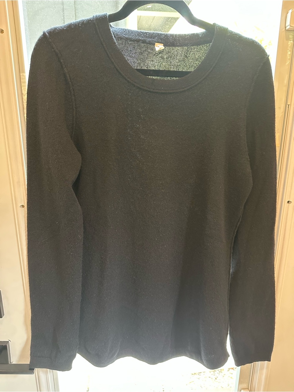 100% cashmere designer Classic Black Women's Crewneck Sweater - wyatt brand